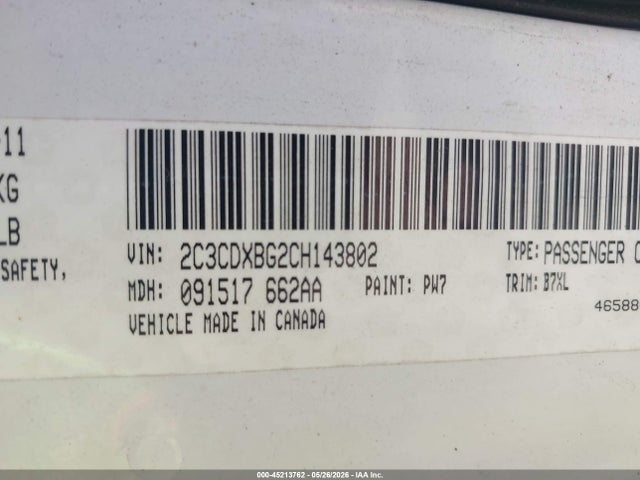 Aukcja sprzedaży 2012 Dodge Charger Se, vin: 2C3CDXBG2CH143802, numer aukcji: 45213762