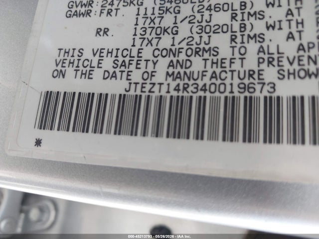 2004 Toyota 4runner Sr5 Sport V8 მანქანა იყიდება აუქციონზე, vin: JTEZT14R340019673, აუქციონის ნომერი: 45213793