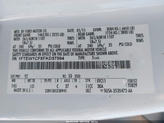 Ford F-150 Xlt 2015 1FTEW1CF8FKD57594 Image 9