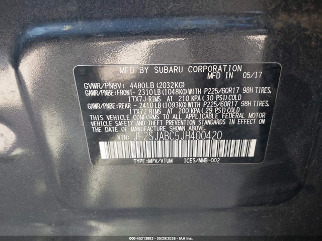Aukcja sprzedaży 2018 Subaru Forester 2.5i, vin: JF2SJABC5JH400420, numer aukcji: 45213883