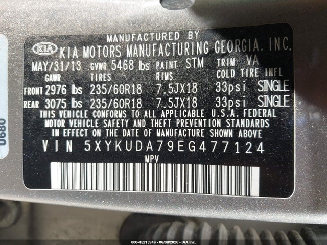 Продаж на аукціоні авто 2014 Kia Sorento Ex V6, vin: 5XYKUDA79EG477124, номер лоту: 45213946
