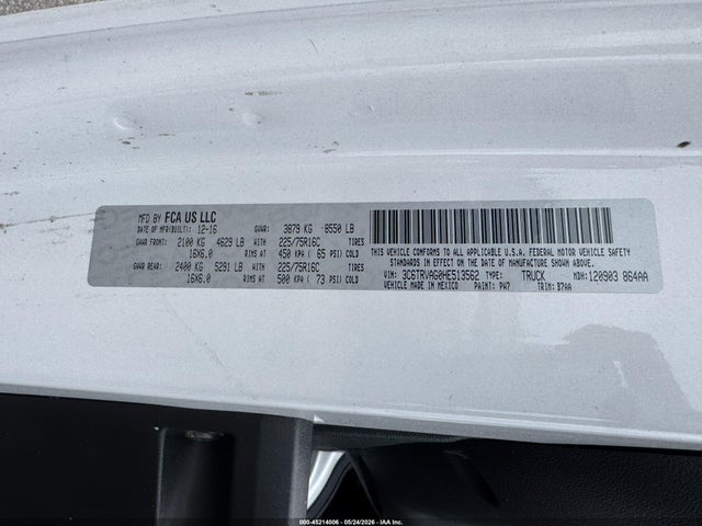 Aukcja sprzedaży 2017 Ram Promaster 1500 Low Roof 136 Wb, vin: 3C6TRVAG0HE513562, numer aukcji: 45214006