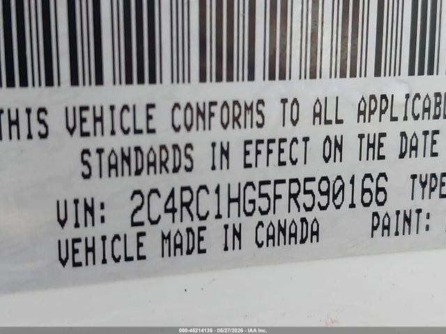 Продаж на аукціоні авто 2015 Chrysler Town & Country S, vin: 2C4RC1HG5FR590166, номер лоту: 45214136
