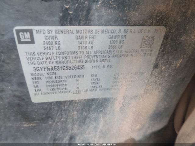 Продаж на аукціоні авто 2012 Cadillac Srx Luxury Collection, vin: 3GYFNAE31CS526455, номер лоту: 45214159