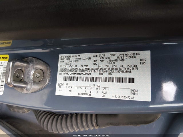 Продаж на аукціоні авто 2024 Ford Escape St-line, vin: 1FMCU0MN4RUA20521, номер лоту: 45214318