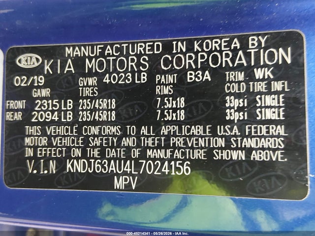 Продаж на аукціоні авто 2020 Kia Soul Gt-line, vin: KNDJ63AU4L7024156, номер лоту: 45214341