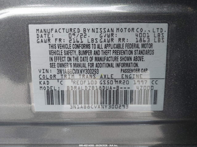 3N1AB8CVXNY300293 Nissan Sentra Sv Xtronic Cvt