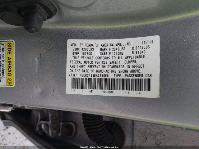 Продажа на аукционе авто 2014 Honda Accord Lx, vin: 1HGCR2F39EA049698, номер лота: 45214500
