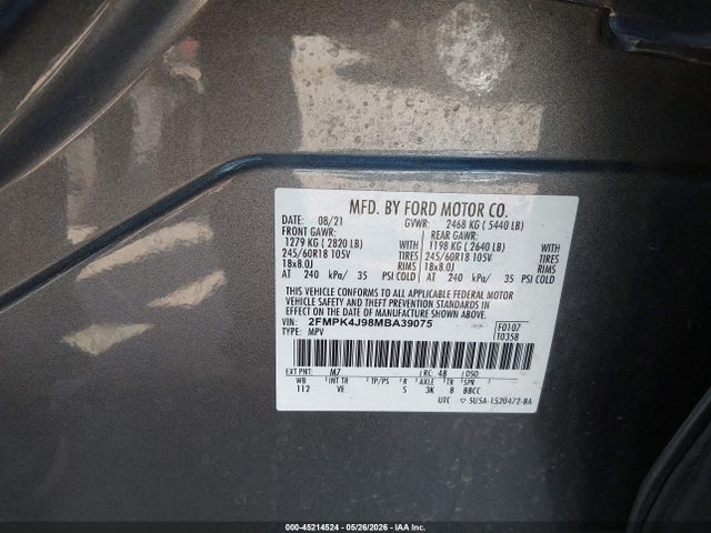 2FMPK4J98MBA39075 Ford EDGE SEL