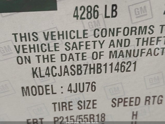 45214534 :رقم المزاد ، KL4CJASB7HB114621 vin ، 2017 Buick Encore Preferred مزاد بيع