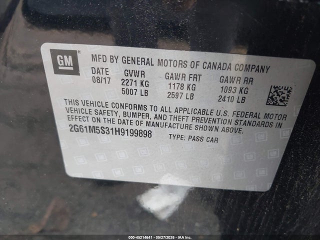 Aukcja sprzedaży 2017 Cadillac Xts Luxury, vin: 2G61M5S31H9199898, numer aukcji: 45214641