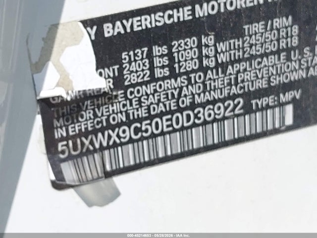 2014 Bmw X3 Xdrive28i მანქანა იყიდება აუქციონზე, vin: 5UXWX9C50E0D36922, აუქციონის ნომერი: 45214653