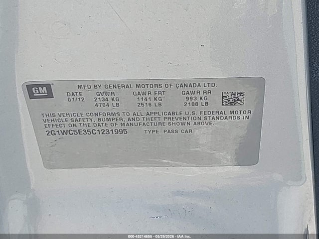 2012 Chevrolet Impala Ltz მანქანა იყიდება აუქციონზე, vin: 2G1WC5E35C1231995, აუქციონის ნომერი: 45214655