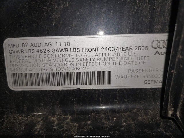 Aukcja sprzedaży 2011 Audi A4 2.0t Premium, vin: WAUHFAFL6BN033547, numer aukcji: 45214719