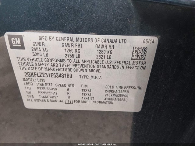 Продаж на аукціоні авто 2014 Gmc Terrain Denali, vin: 2GKFLZE31E6348160, номер лоту: 45214744