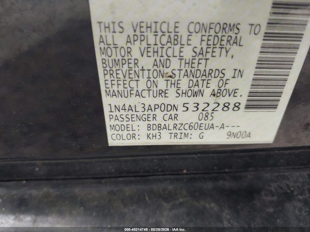 45214749 :رقم المزاد ، 1N4AL3AP0DN532288 vin ، 2013 Nissan Altima 2.5 S مزاد بيع