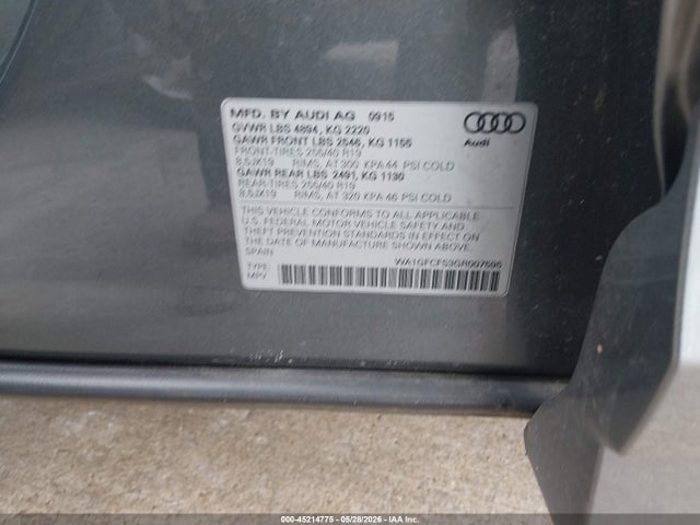 45214775 :رقم المزاد ، WA1GFCFS3GR007595 vin ، 2016 Audi Q3 2.0t Premium Plus مزاد بيع