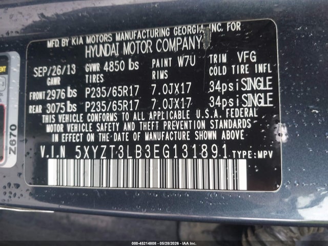 Aukcja sprzedaży 2014 Hyundai Santa Fe Sport 2.4l, vin: 5XYZT3LB3EG131891, numer aukcji: 45214808