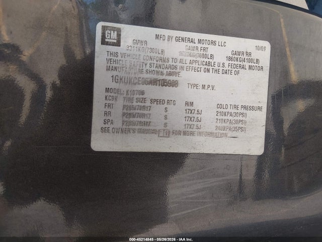 Aukcja sprzedaży 2010 Gmc Yukon Slt, vin: 1GKUKCE06AR105908, numer aukcji: 45214845