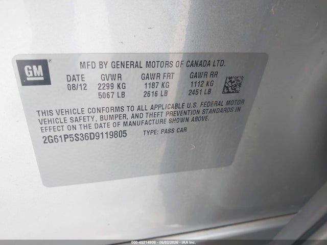 2013 Cadillac Xts Luxury მანქანა იყიდება აუქციონზე, vin: 2G61P5S36D9119805, აუქციონის ნომერი: 45214908