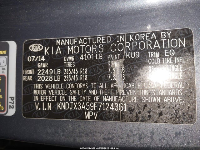Продажа на аукционе авто 2015 Kia Soul !, vin: KNDJX3A59F7124361, номер лота: 45214927