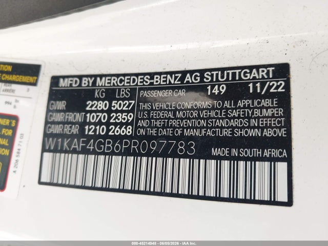 W1KAF4GB6PR097783 Mercedes-Benz C 300 Sedan