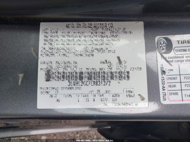 Продаж на аукціоні авто 2012 Lincoln Mkz, vin: 3LNHL2GC7CR831372, номер лоту: 45215098
