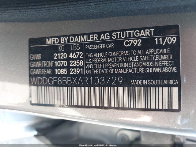 Продажа на аукционе авто 2010 Mercedes-benz C 300 Sport 4matic, vin: WDDGF8BBXAR103729, номер лота: 45215141