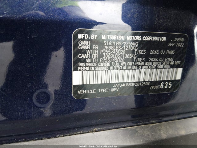 Aukcja sprzedaży 2023 Mitsubishi Outlander Ralliart S-awc/se 2.5 S-awc/se Black Edition S-awc/se Special Editiont S-awc, vin: JA4J4UA83PZ012504, numer aukcji: 45215164