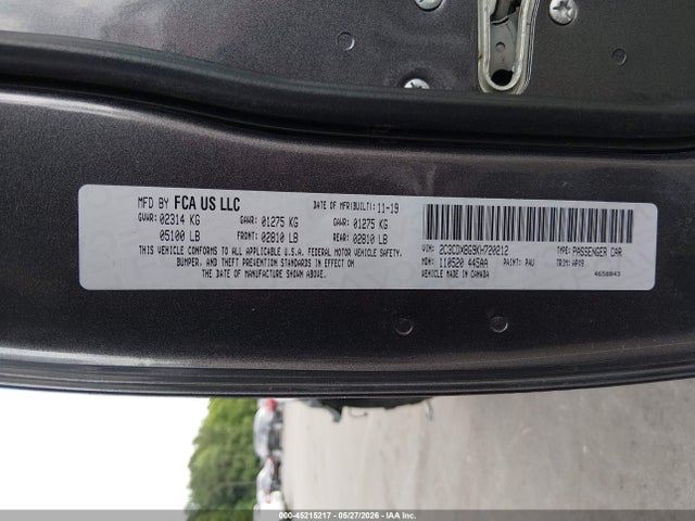 Aukcja sprzedaży 2019 Dodge Charger Sxt Rwd, vin: 2C3CDXBG9KH720212, numer aukcji: 45215217