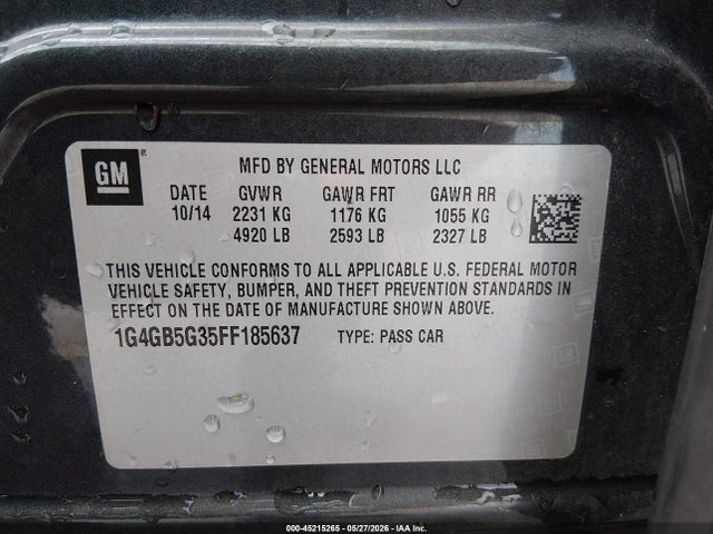 Продаж на аукціоні авто 2015 Buick Lacrosse Leather, vin: 1G4GB5G35FF185637, номер лоту: 45215265