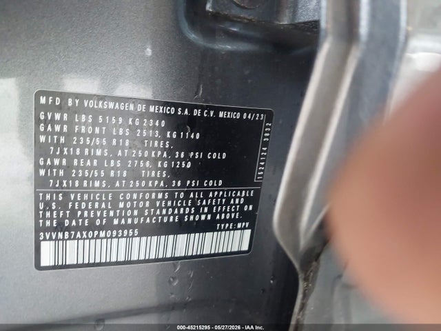 Aukcja sprzedaży 2023 Volkswagen Tiguan 2.0t Se, vin: 3VVNB7AX0PM093955, numer aukcji: 45215295