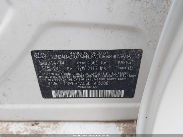 Продаж на аукціоні авто 2014 Hyundai Sonata Gls, vin: 5NPEB4AC3EH915208, номер лоту: 45215304