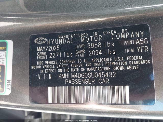 Продаж на аукціоні авто 2025 Hyundai Elantra Sel Sport, vin: KMHLM4DG0SU045432, номер лоту: 45215331