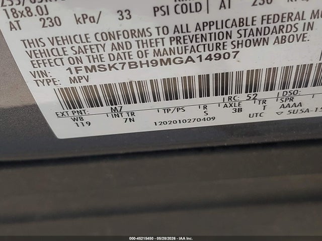 Ford Explorer 2021 1FMSK7BH9MGA14907 Image 9