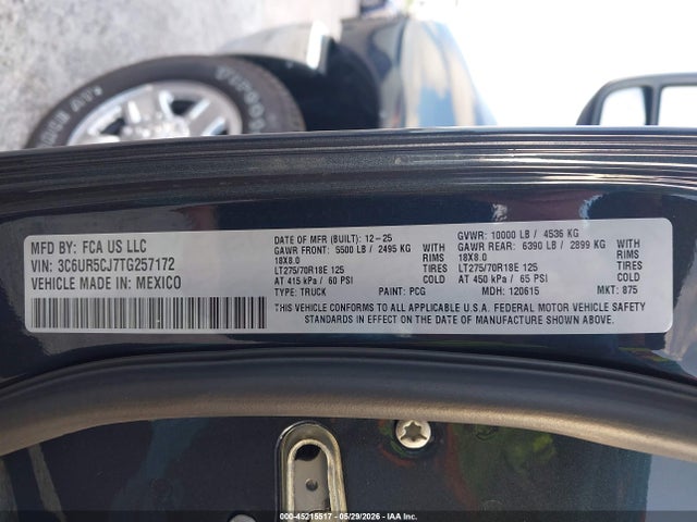 2026 Ram 2500 Tradesman  4x4 6'4 Box მანქანა იყიდება აუქციონზე, vin: 3C6UR5CJ7TG257172, აუქციონის ნომერი: 45215517