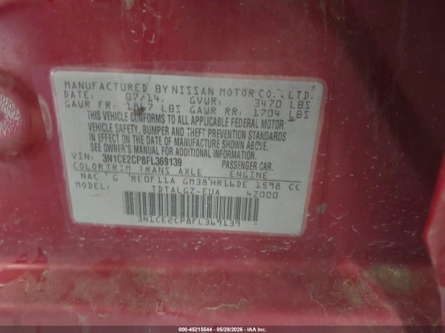 Aukcja sprzedaży 2015 Nissan Versa Note Sr, vin: 3N1CE2CP8FL369139, numer aukcji: 45215544