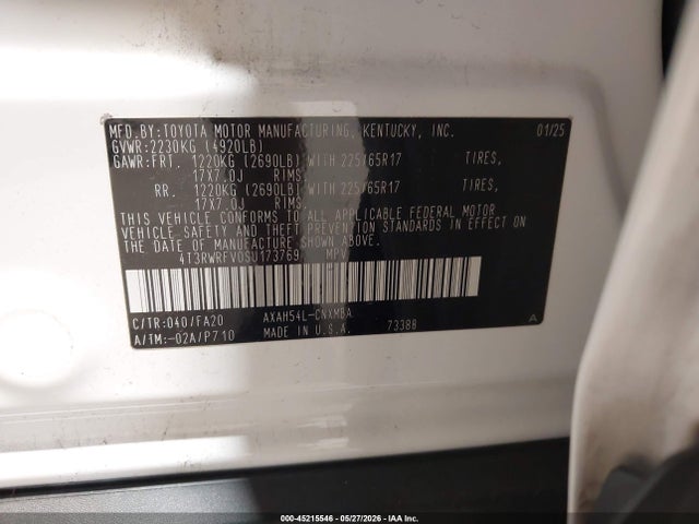 Aukcja sprzedaży 2025 Toyota Rav4 Hybrid Xle, vin: 4T3RWRFV0SU173769, numer aukcji: 45215546