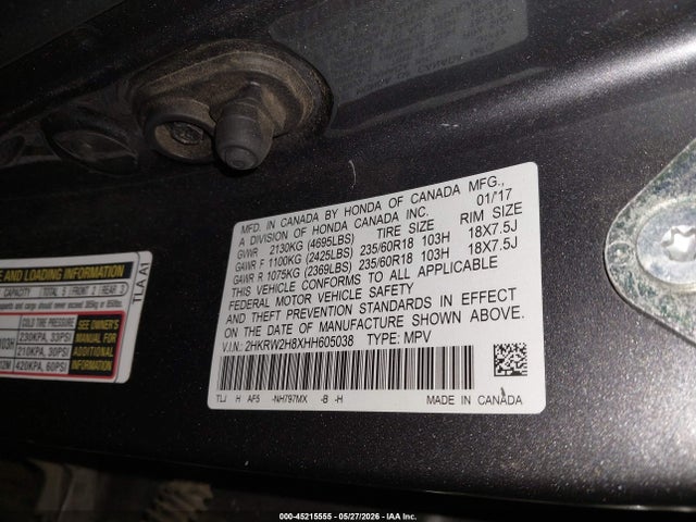 2HKRW2H8XHH605038 Honda Cr-v Ex-l/ex-l Navi