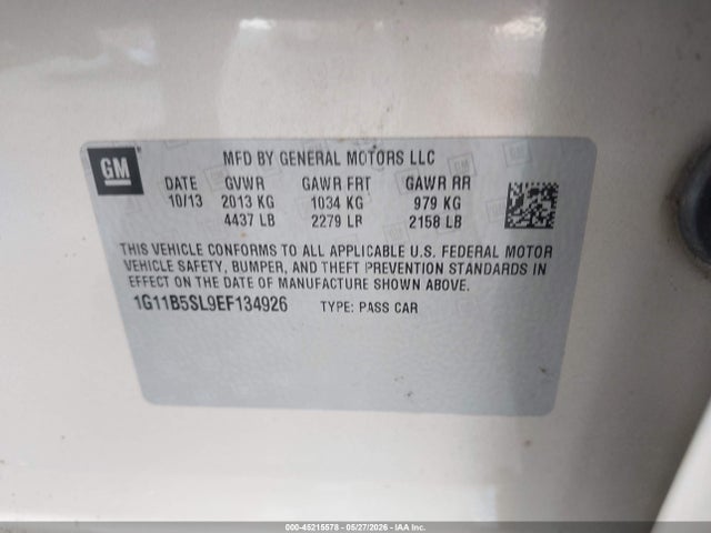 Aukcja sprzedaży 2014 Chevrolet Malibu 1ls, vin: 1G11B5SL9EF134926, numer aukcji: 45215578