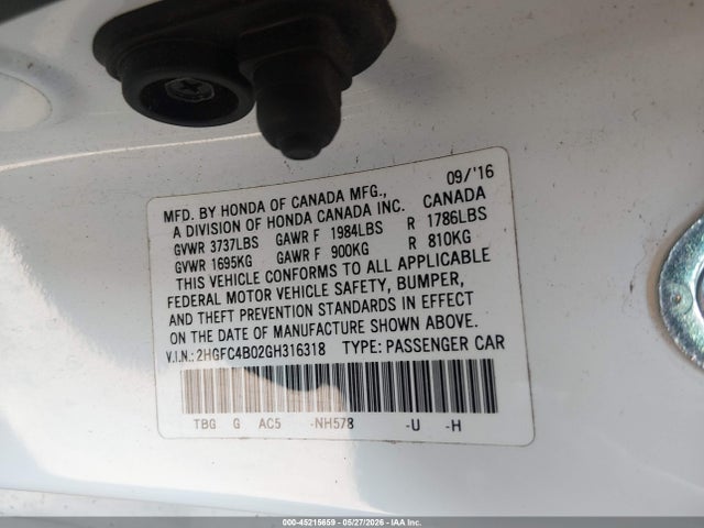 Honda Civic Lx-p 2016 2HGFC4B02GH316318 Image 9