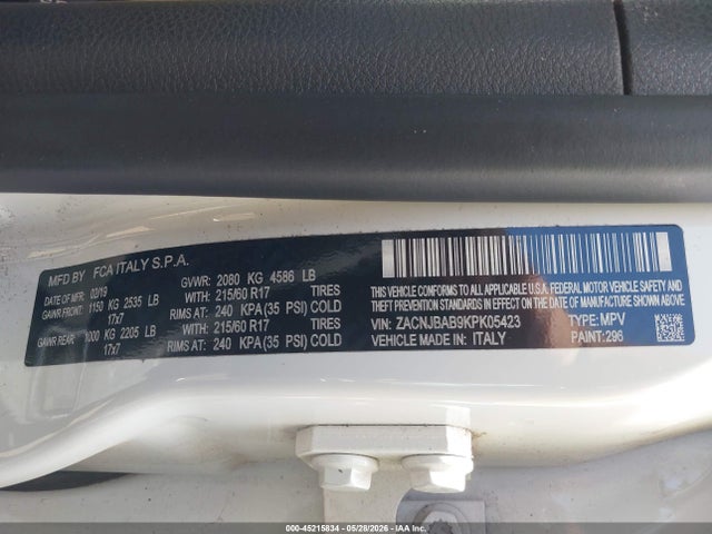 Aukcja sprzedaży 2019 Jeep Renegade Sport 4x4, vin: ZACNJBAB9KPK05423, numer aukcji: 45215834