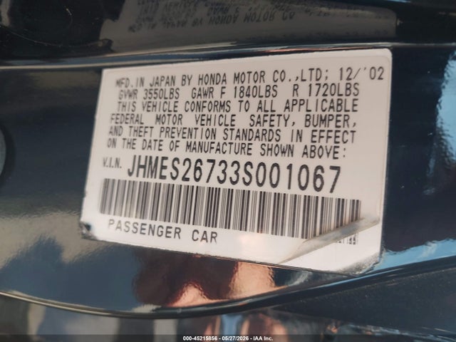 Продаж на аукціоні авто 2003 Honda Civic Ex, vin: JHMES26733S001067, номер лоту: 45215856