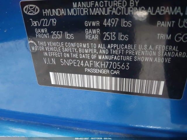 Hyundai SONATA SE 2019 5NPE24AF1KH770563 Image 9