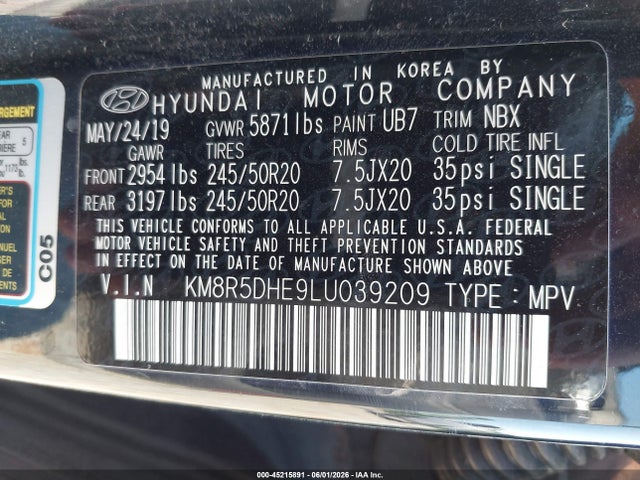 Hyundai Palisade Limited 2020 KM8R5DHE9LU039209 Image 9