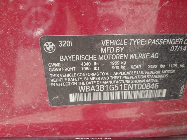BMW 320i 2014 WBA3B1G51ENT00846 Image 9