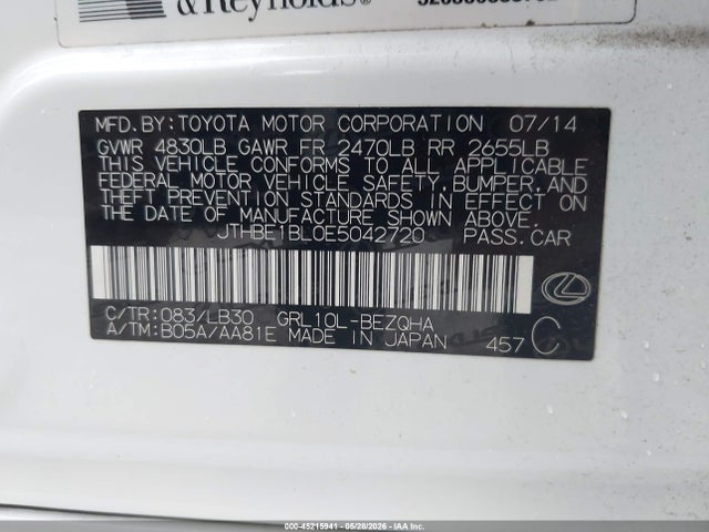 JTHBE1BL0E5042720 Lexus GS 350