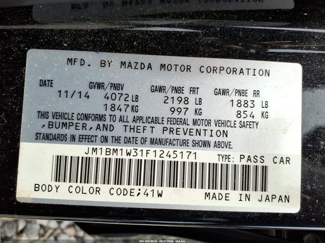 Aukcja sprzedaży 2015 Mazda Mazda3 S Grand Touring, vin: JM1BM1W31F1245171, numer aukcji: 45216018