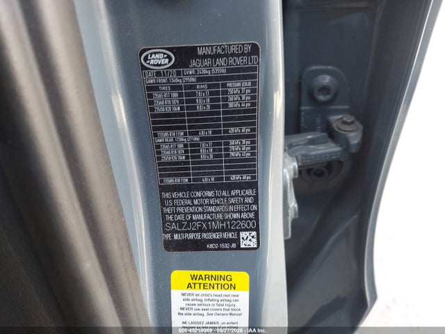 SALZJ2FX1MH122600 Land Rover Range Rover Evoque S