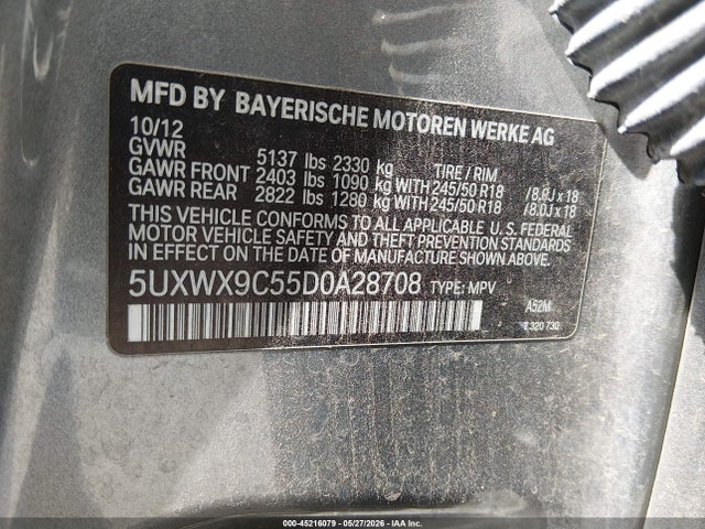 Продажа на аукционе авто 2013 Bmw X3 Xdrive28i, vin: 5UXWX9C55D0A28708, номер лота: 45216079